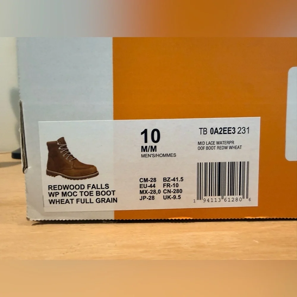 Timberland Waterproof Boots Wheat Full Grain Leather Size 10 NIB - Picture 6 of 6